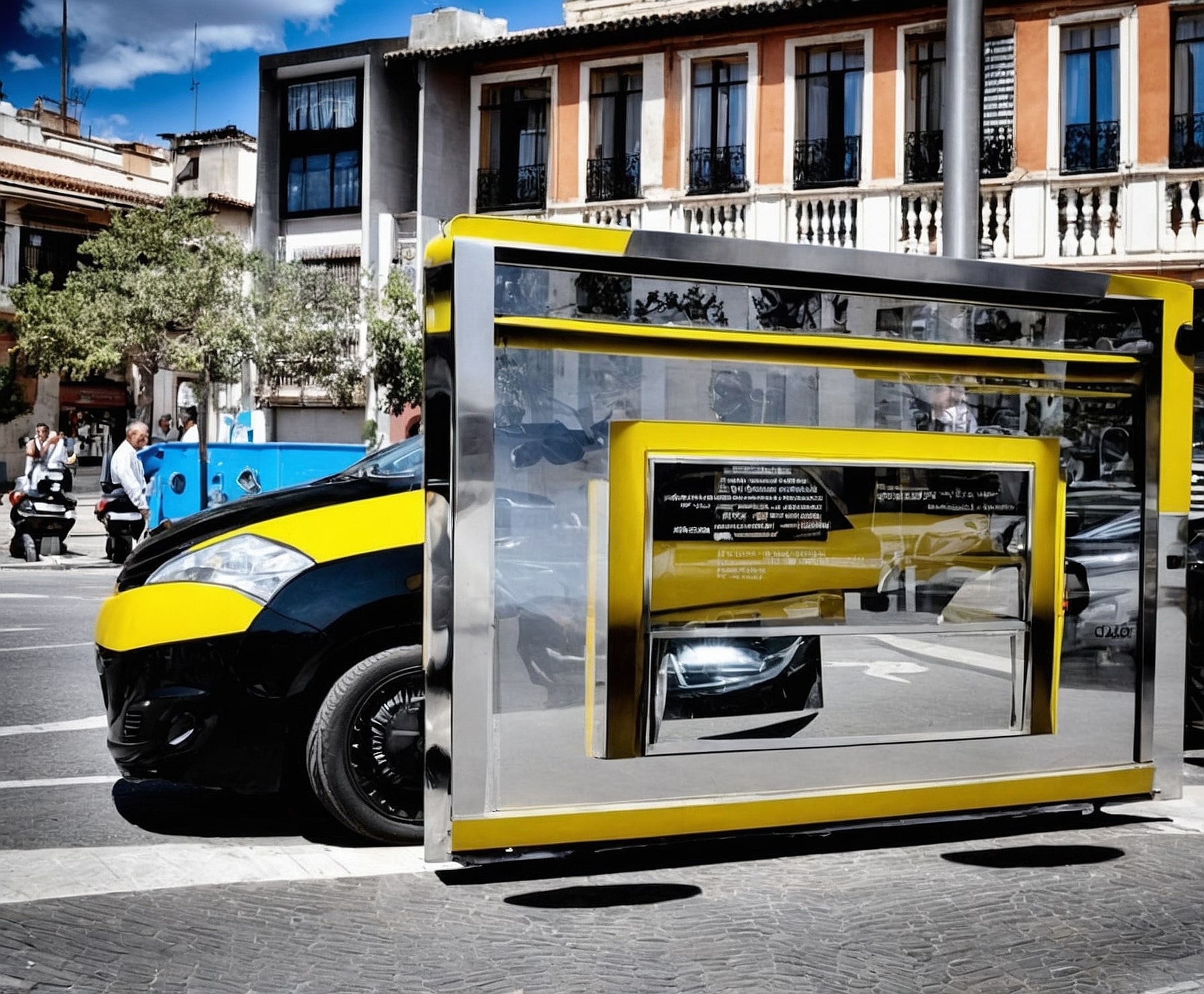 Taxi premium con elegancia y confort en viaje.